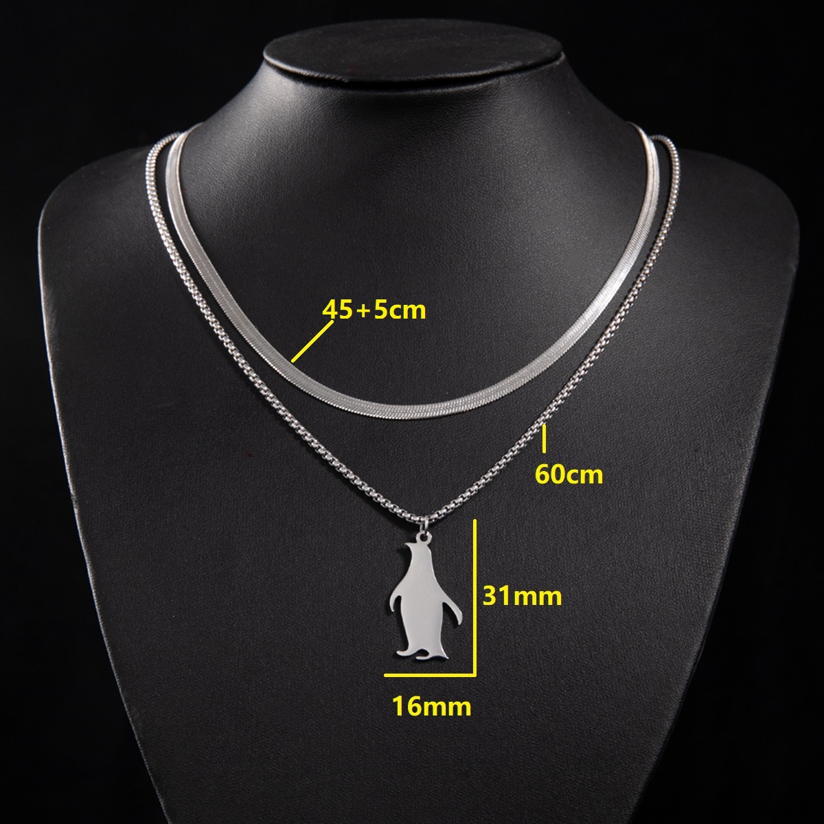 Snake bone chain (45 and 5cm) and box chain 60cm