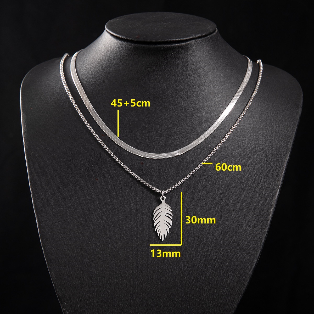 Snake bone chain (45 and 5cm) and box chain 60cm