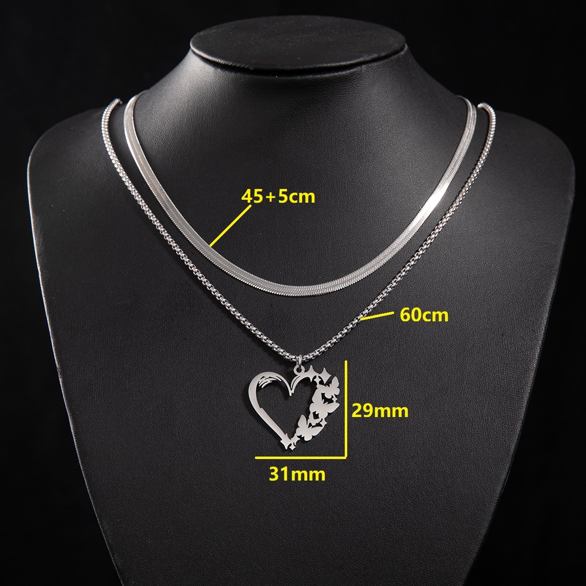 Snake bone chain (45 and 5cm) and box chain 60cm