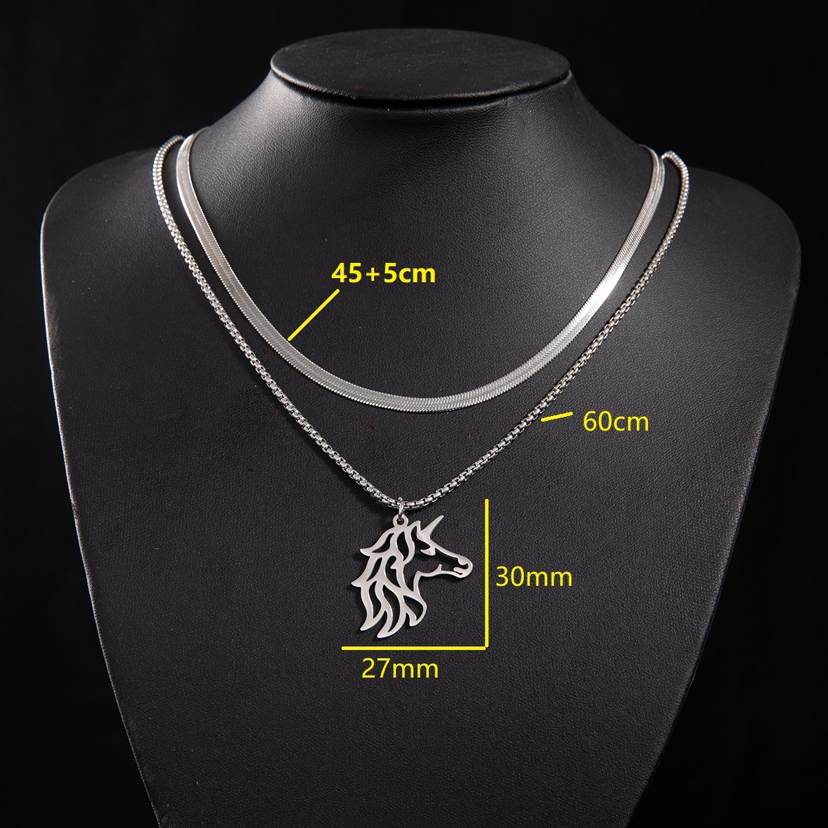 Snake bone chain (45 and 5cm) and box chain 60cm