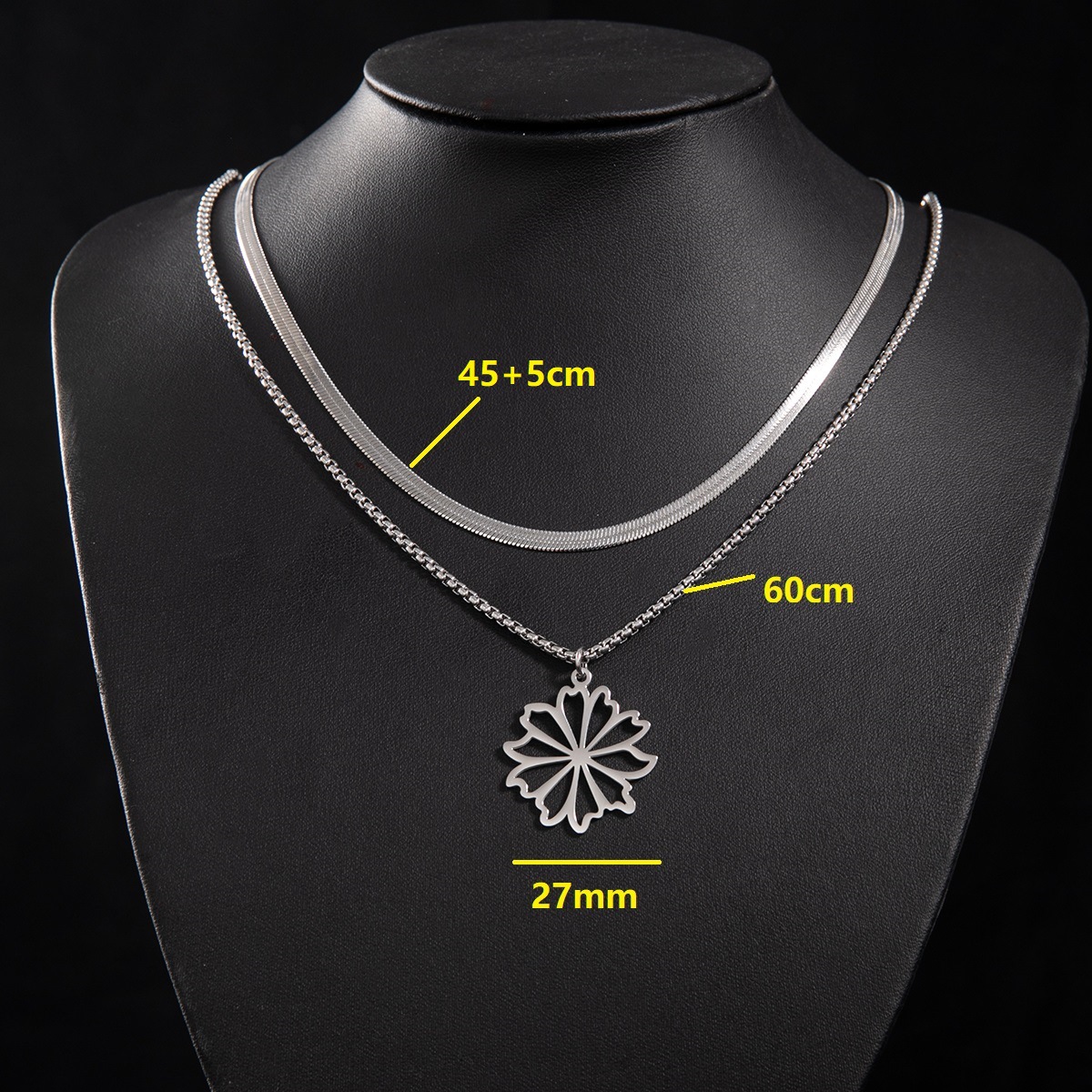 Snake bone chain (45 and 5cm) and box chain 60cm