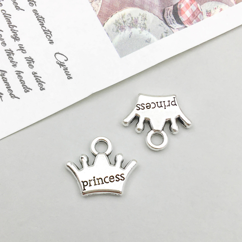 1 antique silver letter princess crown 12*11mm-0.7g-11323