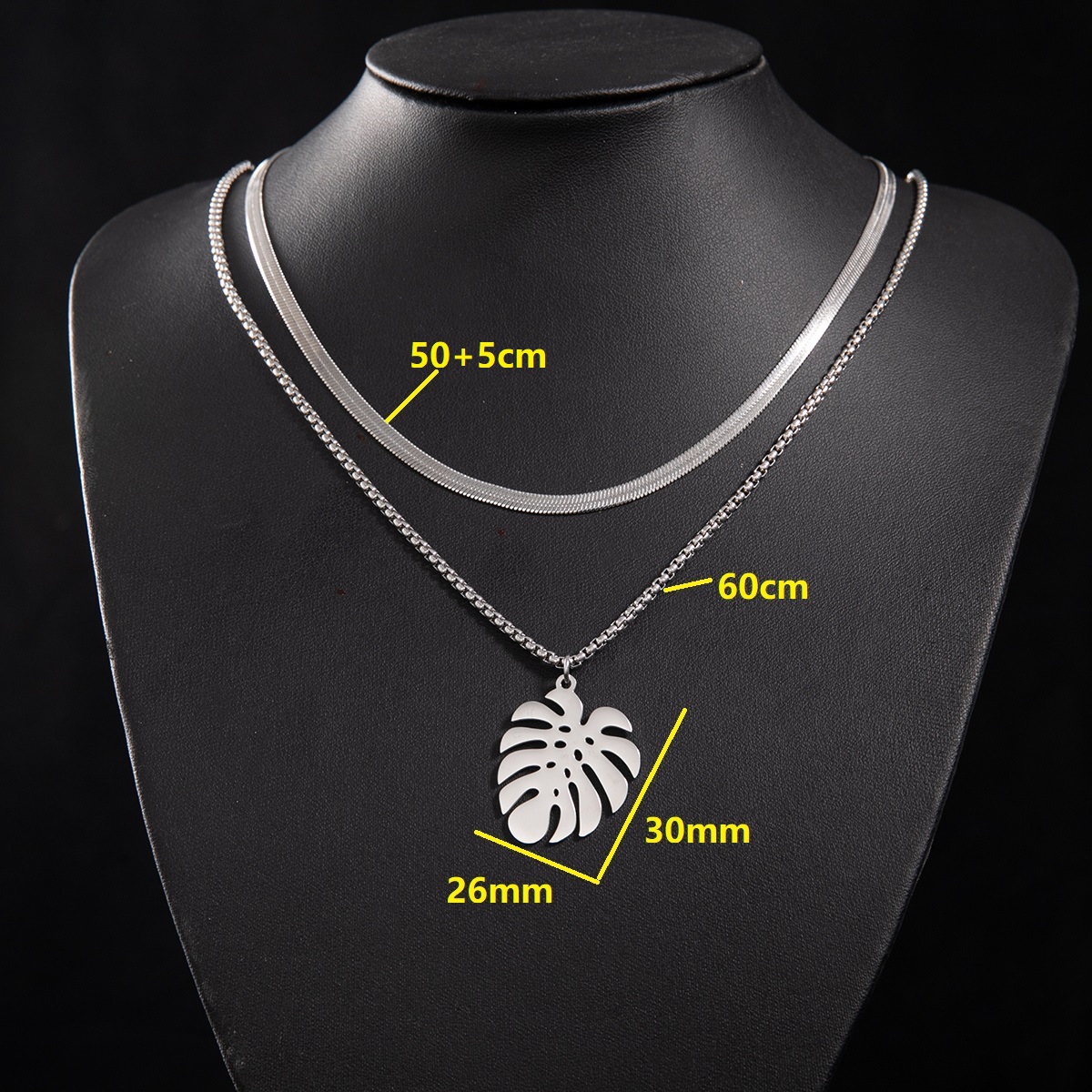 Snake bone chain (50 and 5cm) and box chain 60cm