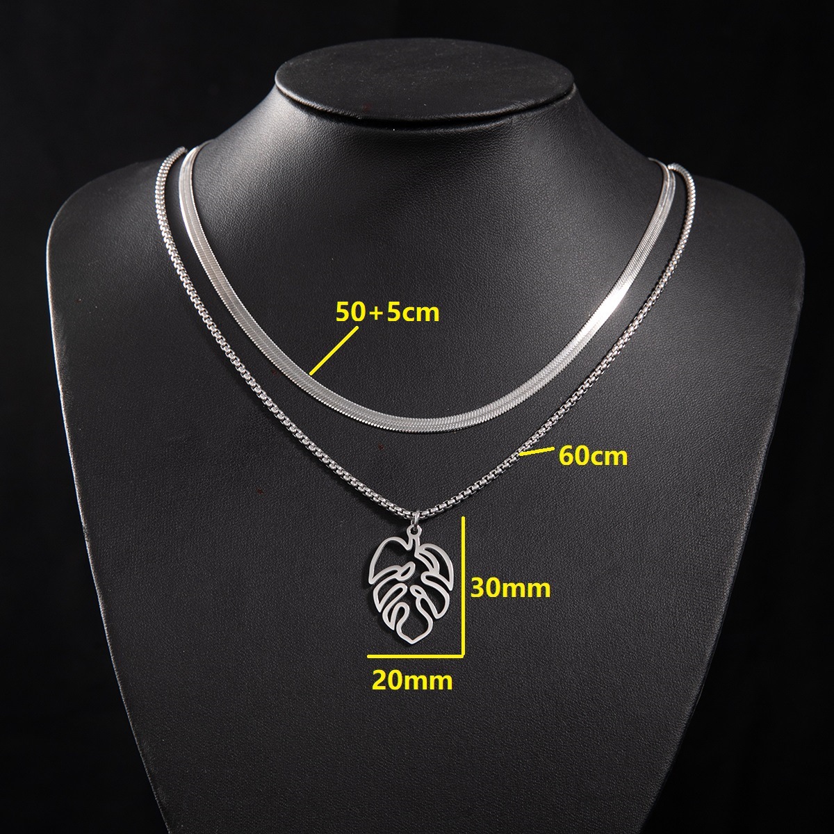 Snake bone chain (50 and 5cm) and box chain 60cm