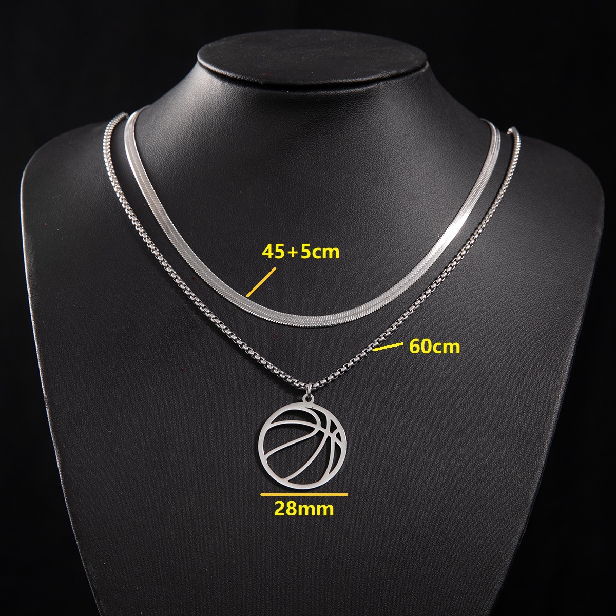 Snake bone chain (45 and 5cm) and box chain 60cm