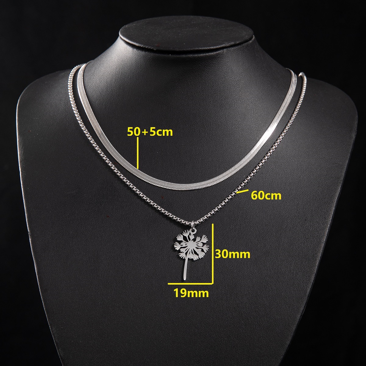 Snake bone chain (50 and 5cm) and box chain 60cm