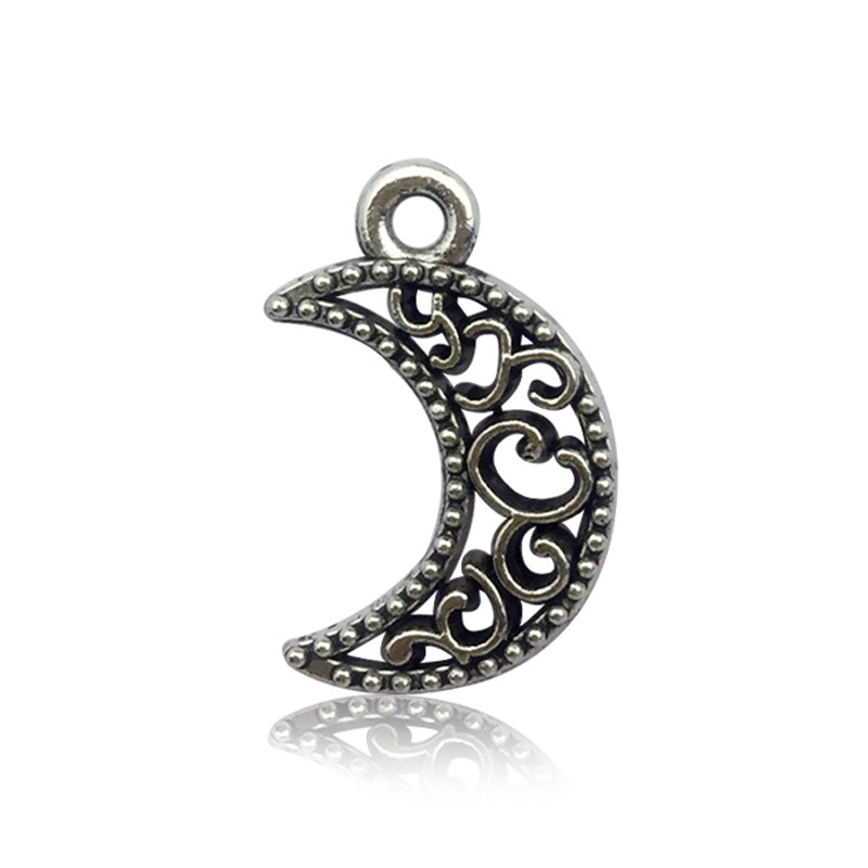 1 antique silver small moon 12x18mm-0.5g-8764