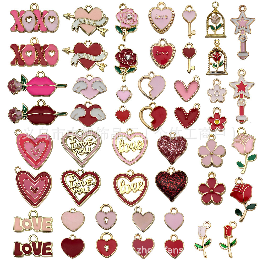 Mix 50 drops of oil red and pink valentine s day-50 styles 1 piece each-47g-sn1045