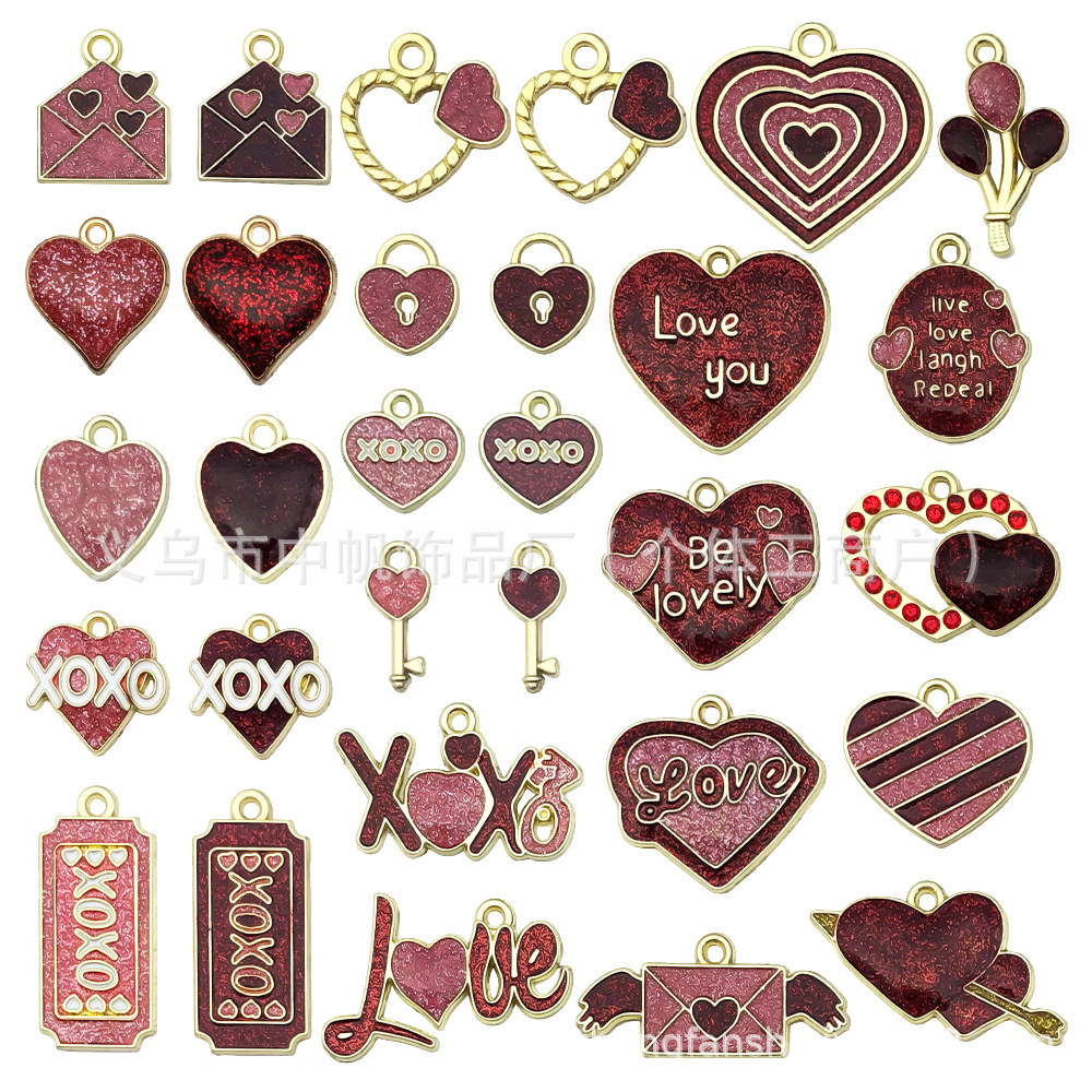 Mix 30 drops of oil sprinkled with gold and sprinkled valentine s day set-30 styles 1 piece-37.2g-sn1066