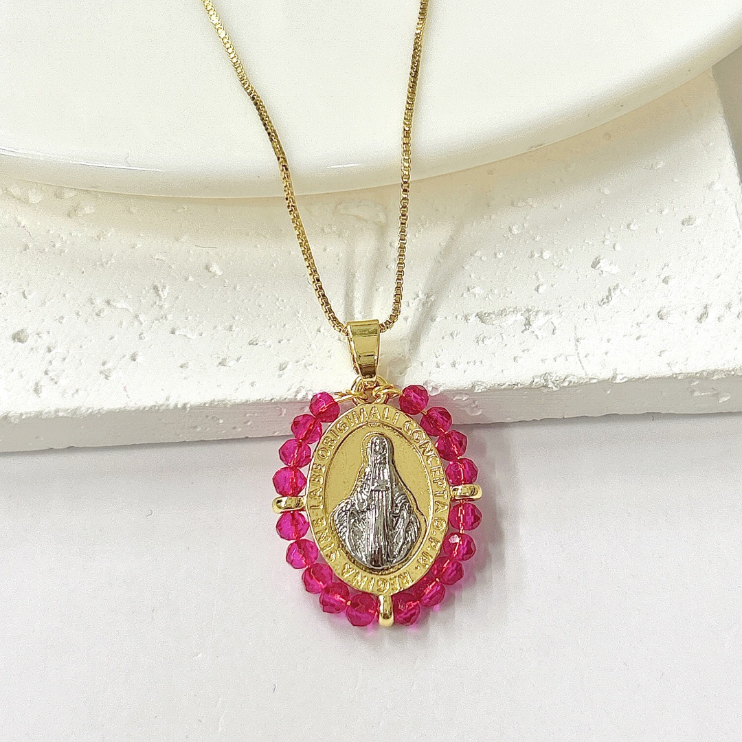 Rose red two-color virgin necklace pendant