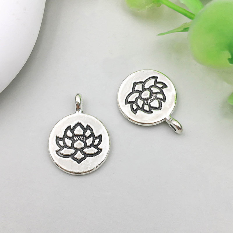 1 antique silver yoga lotus 15*20mm-1.8g-10425