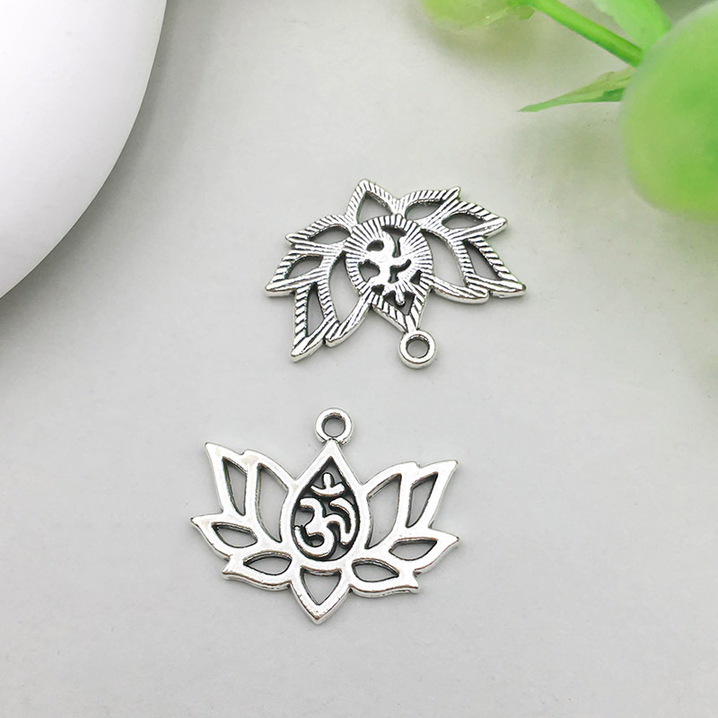 1 antique silver yoga lotus 20*16mm-1.3g-10427