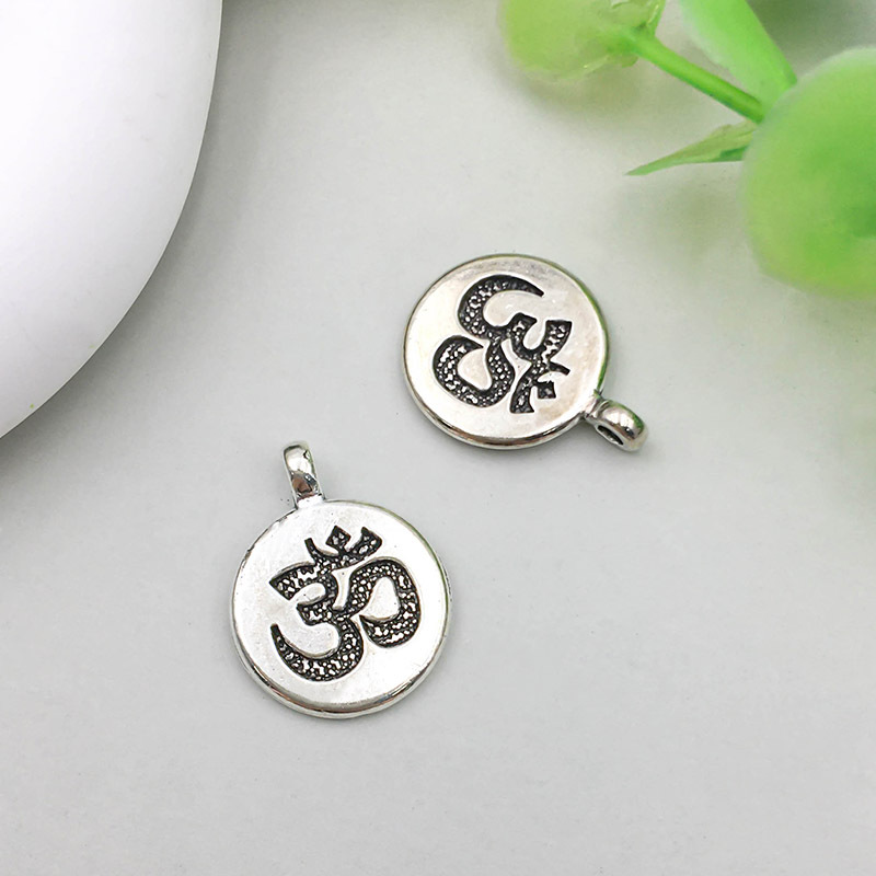 1 antique silver yoga symbol 15*19mm-1.7g-10428