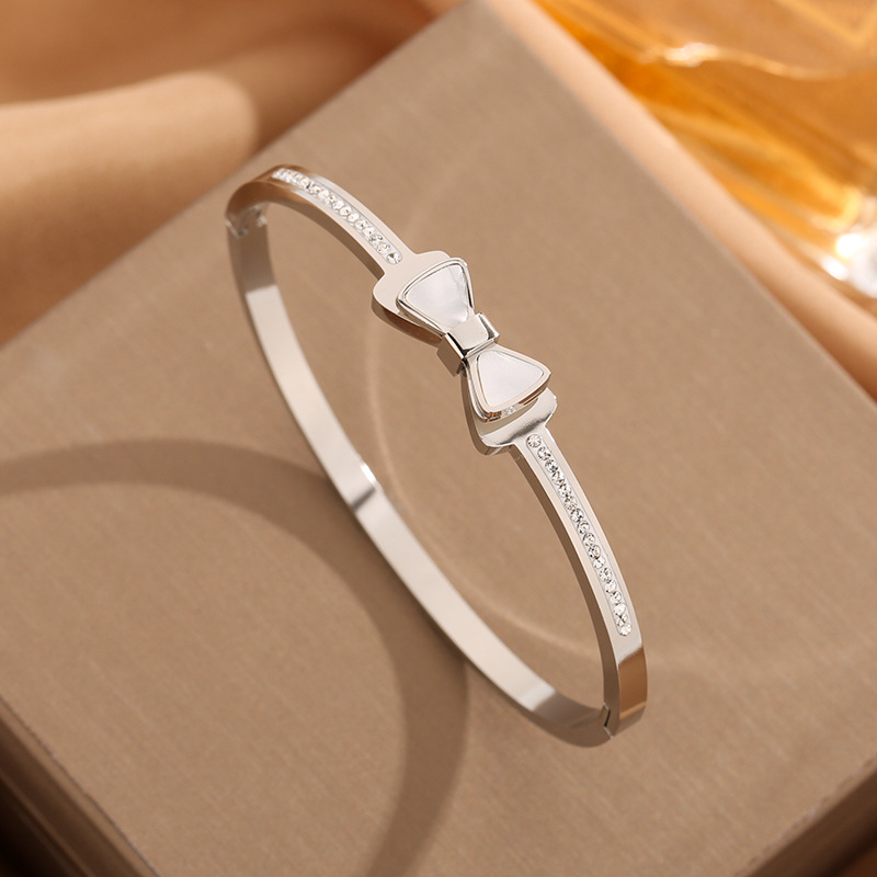 Z276 bow diamond bracelet steel color