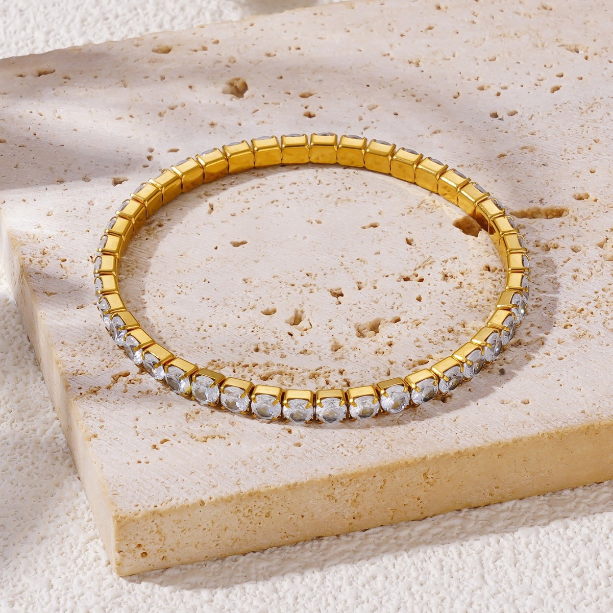 S644 zircon elastic bracelet gold