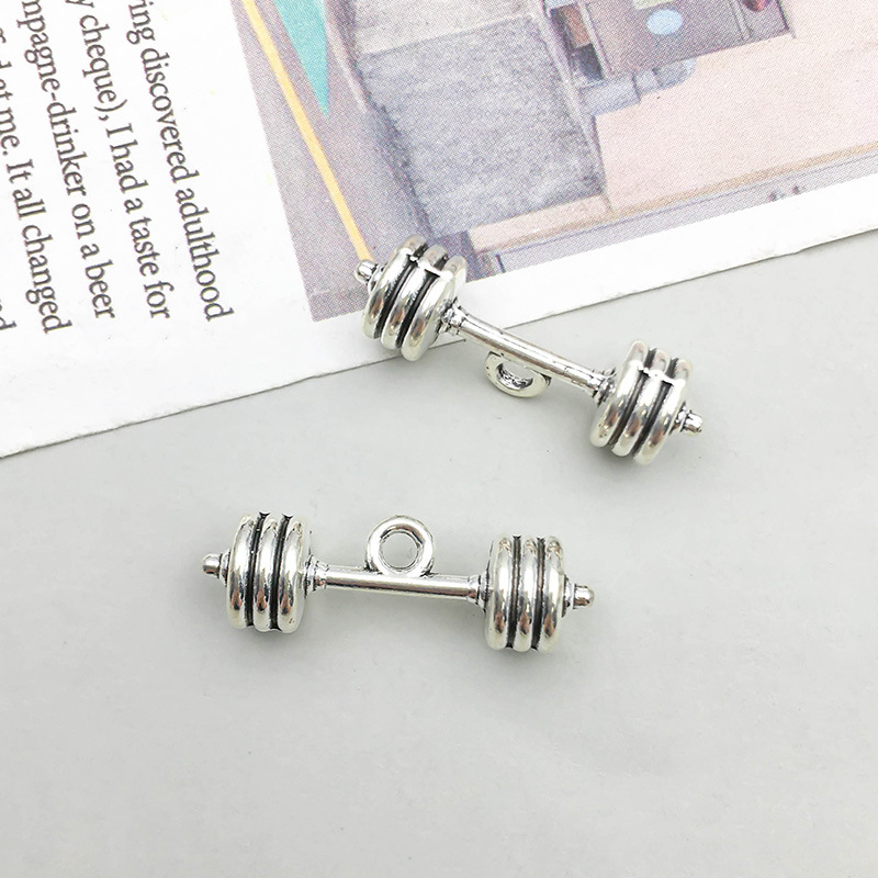 antique silver weightlifting dumbbell 7*24mm-3g-9014