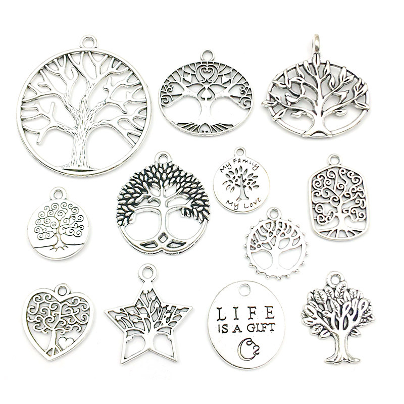 Mix 12 antique silver trees-SN396