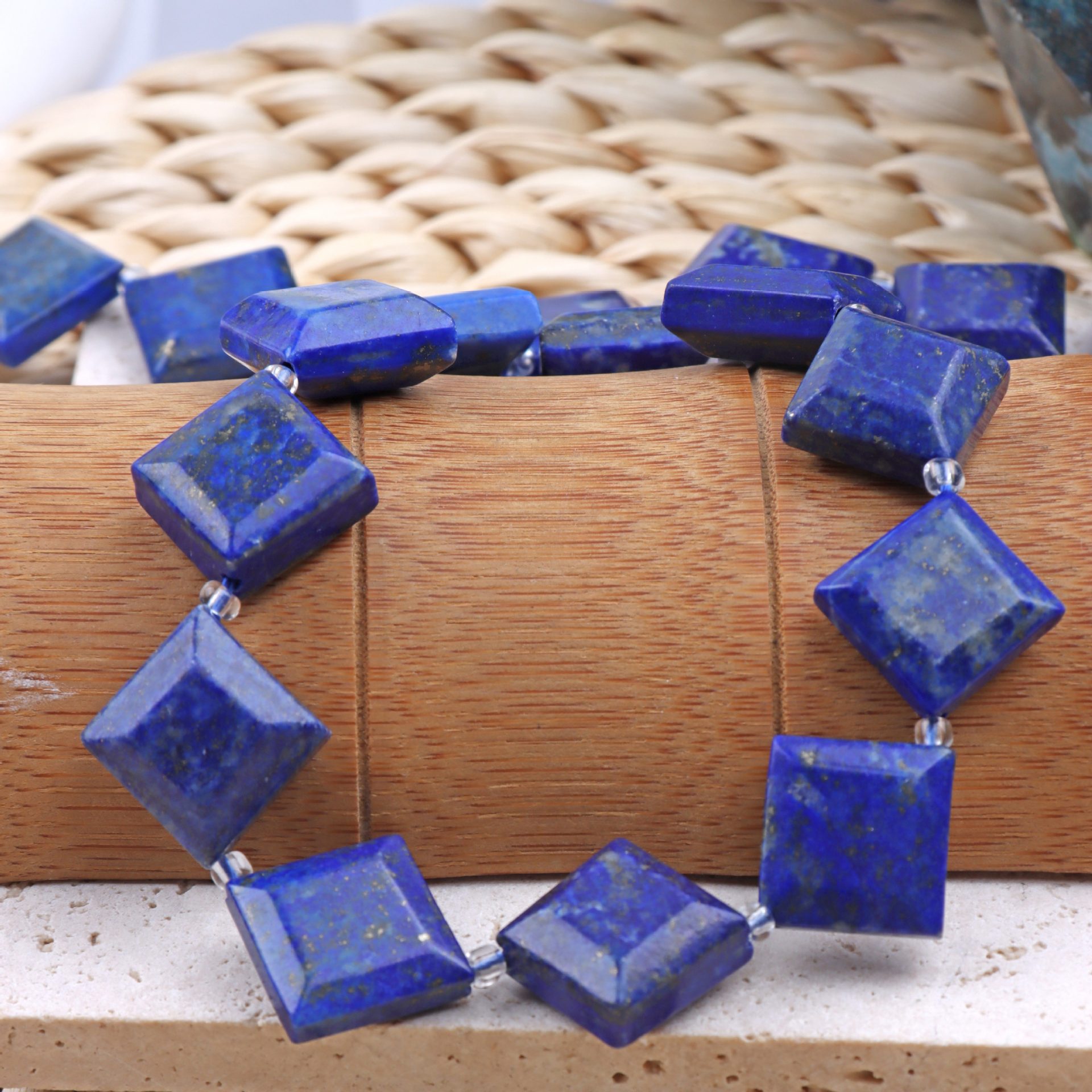 Lapis gold 14mm/strip, about 19 pieces