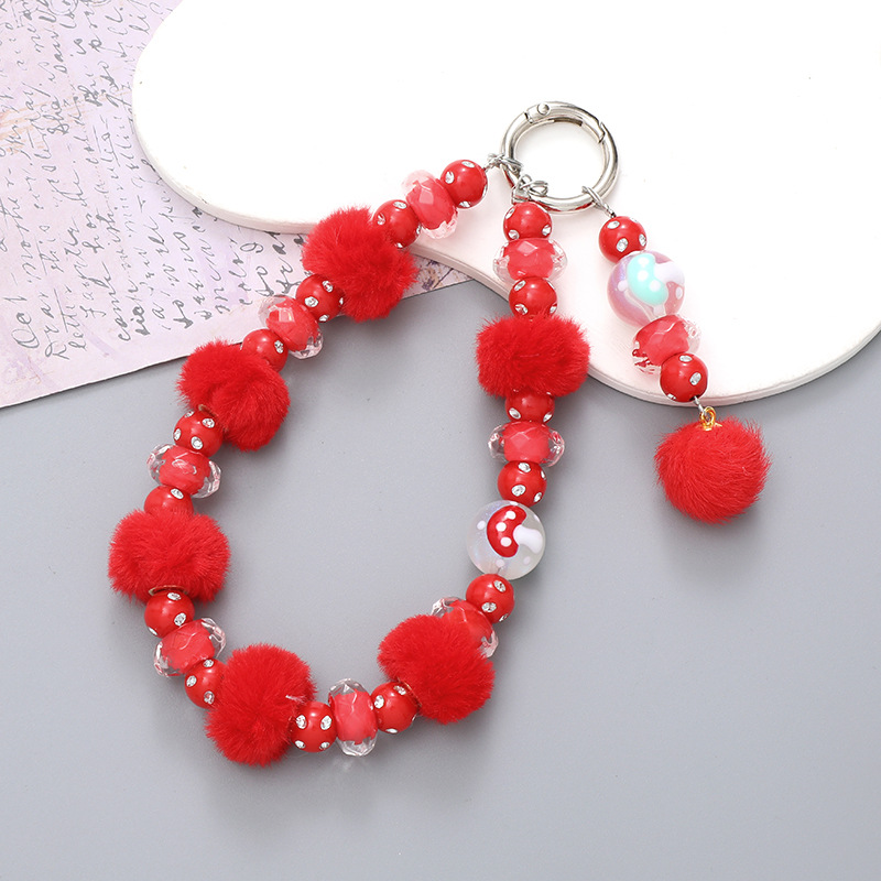 K2668 plush ball pendant Red