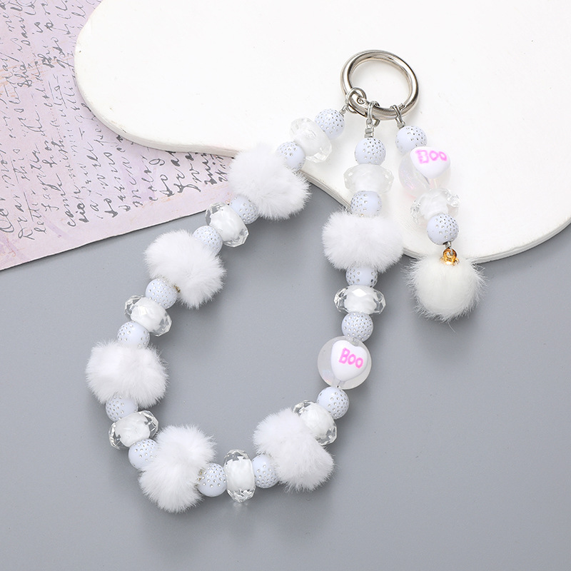 K2673 plush ball pendant White