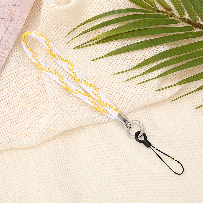 K2578 wide rope woven mobile phone chain Yellow + White