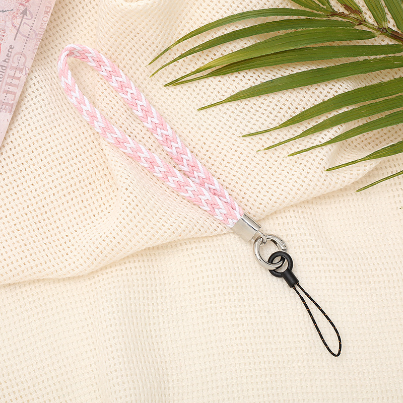 K2581 wide rope woven mobile phone chain Pink