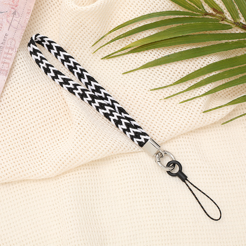 K2584 wide rope woven mobile phone chain Black