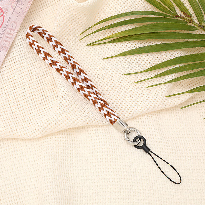 K2585 wide rope woven mobile phone chain M Brown