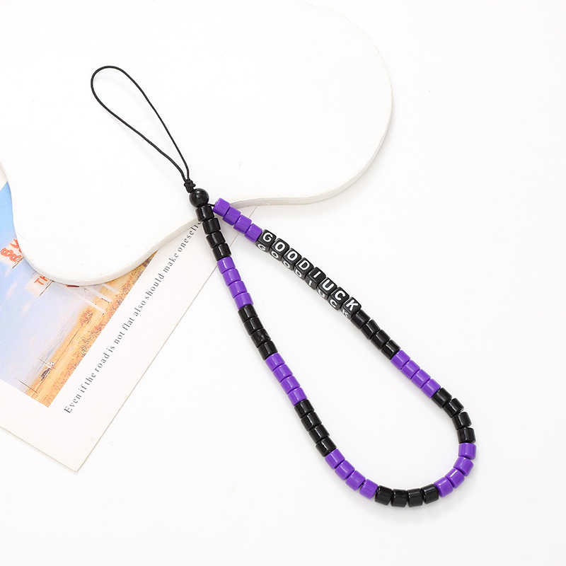 K2313 barrel beads mobile phone chain purple