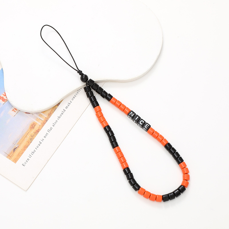 K2314 barrel beads mobile phone chain Orange