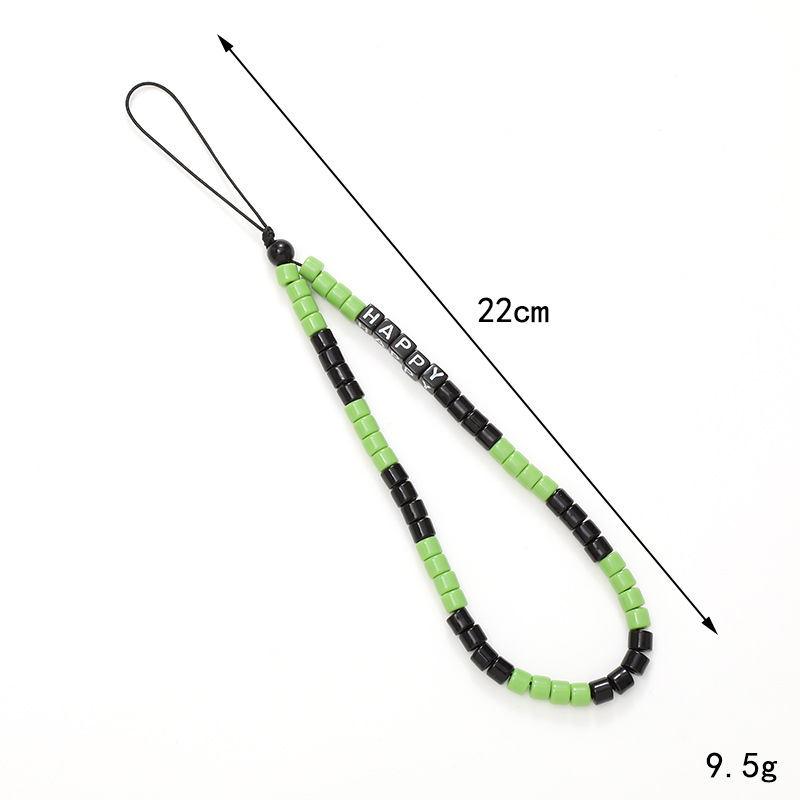 K2316 barrel beads mobile phone chain Green