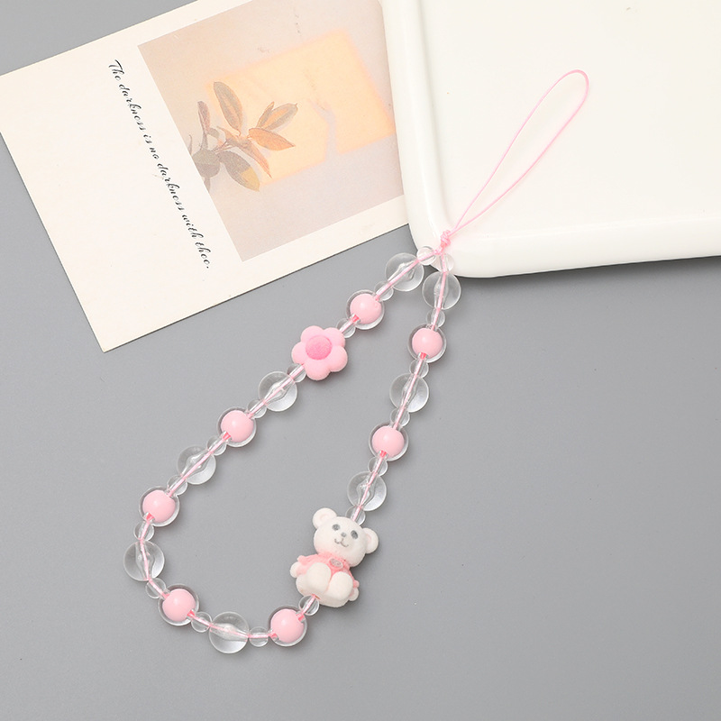 K1931 cute bear mobile phone chain Pink