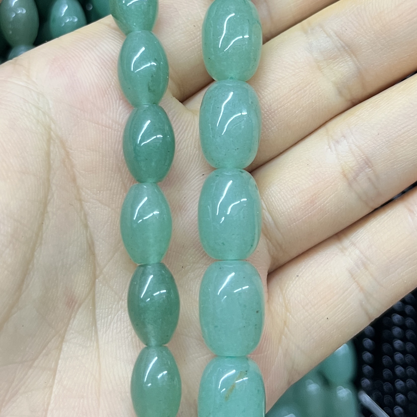 Green aventurine rice beads