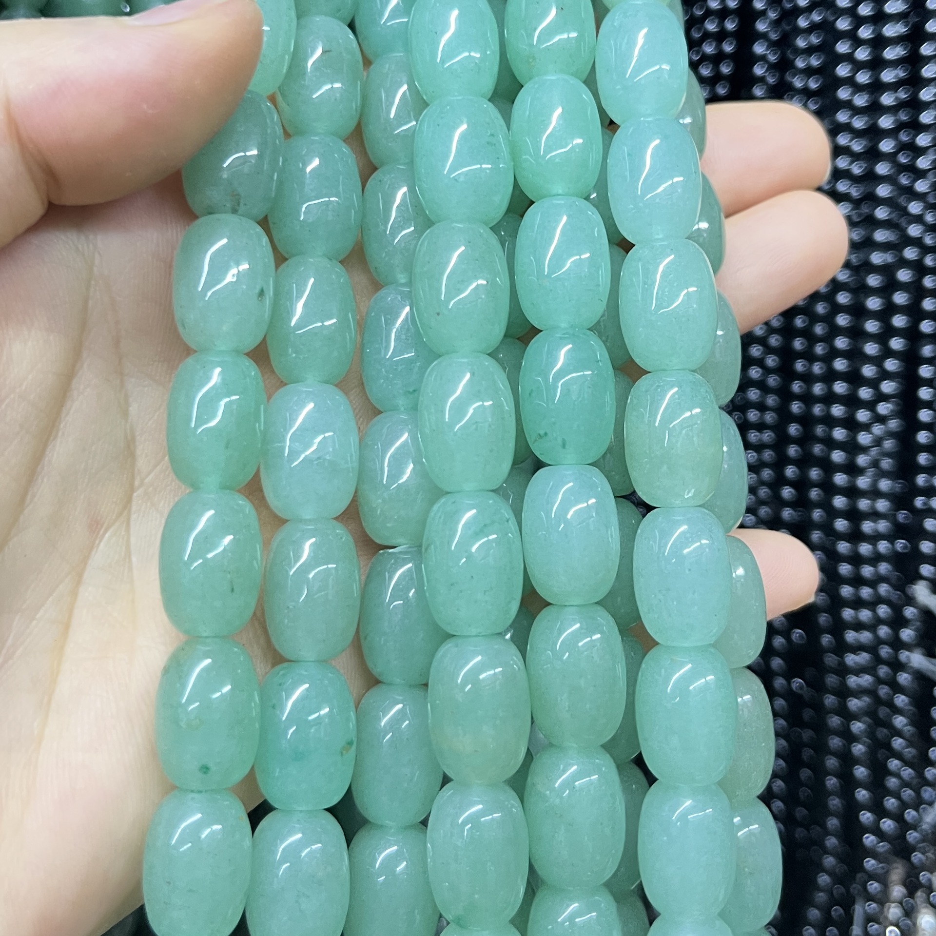 Green aventurine drum beads