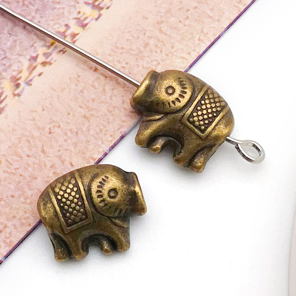 antique bronze elephant small hole bead spacer bead 9x 11 hole 2mm-10135-1.7g