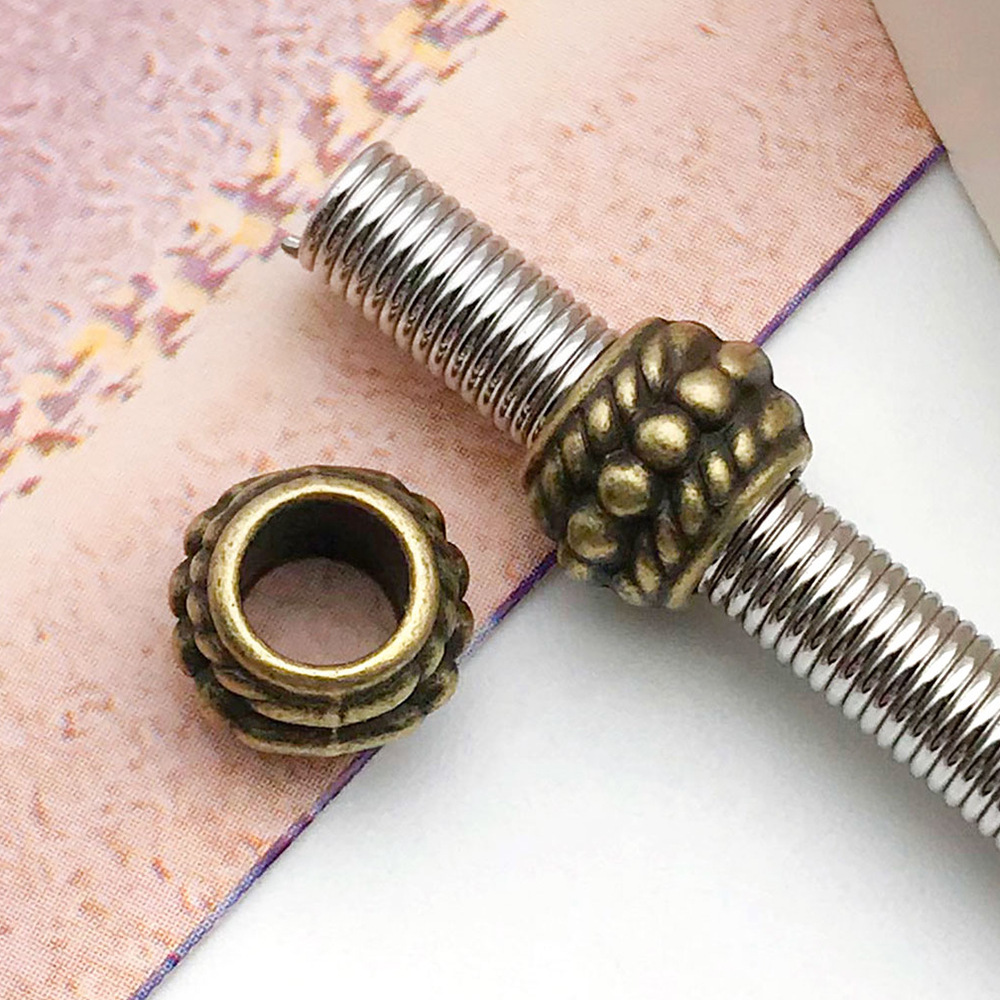 antique bronze round Panjia large hole bead spacer bead 8x 8 hole 4mm-10144-0.7g