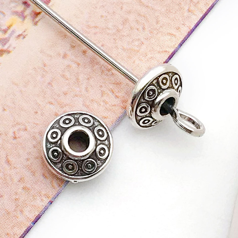 antique silver round ufo bead spacer bead 6x 6 hole 1.5 mm-10152-0.3g