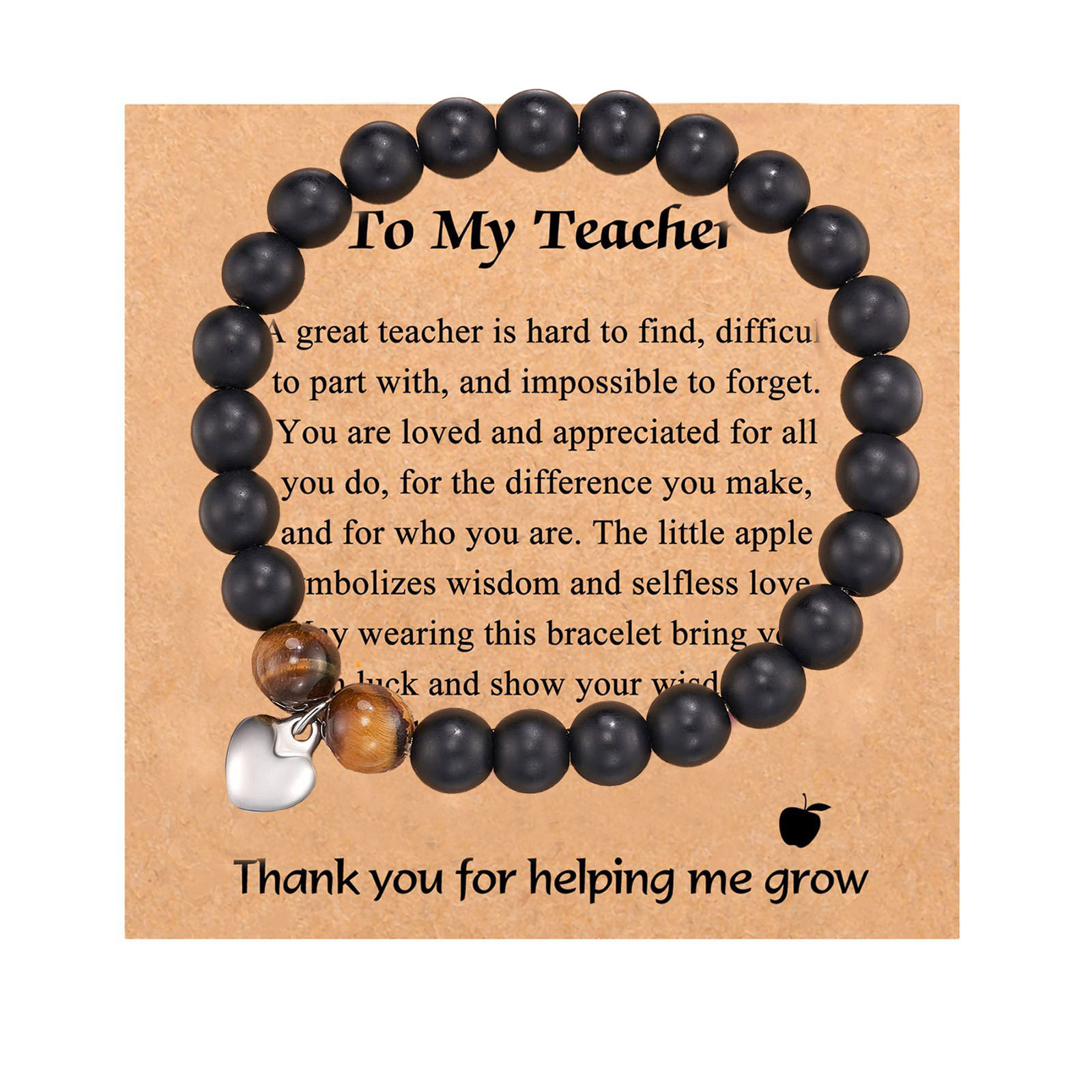 Frosted Black Tiger Eyes Love Pendant Teacher Card