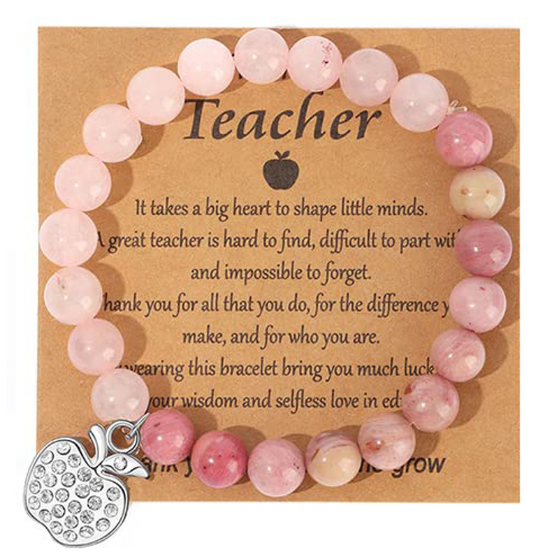 Pink Crystal Red Stone Apple Diamond Pendant Teacher Card 1