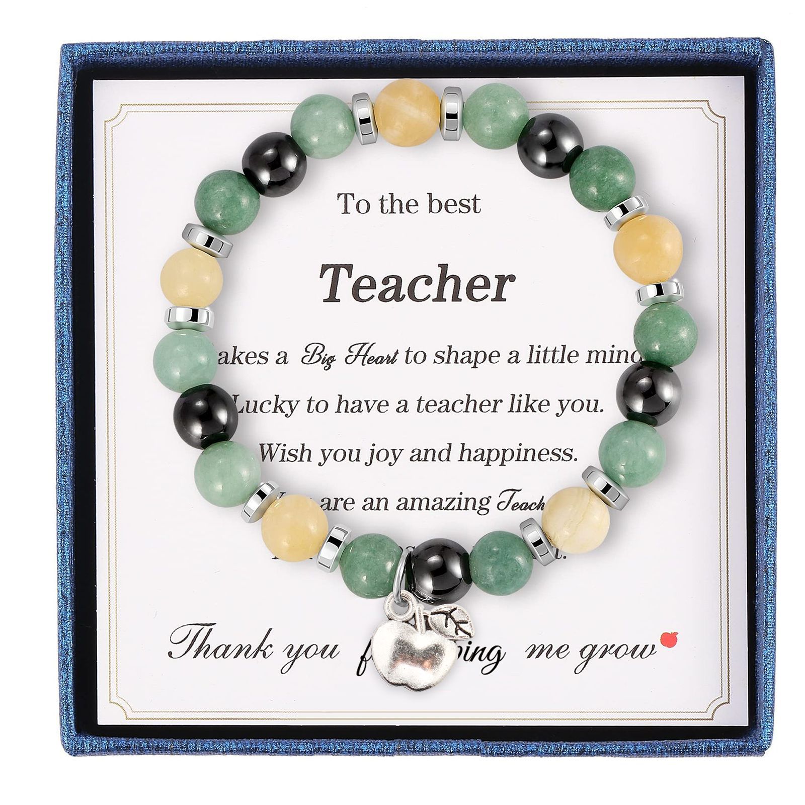 Yellow Green Crystal Magnet Apple Pendant Teacher Card 1