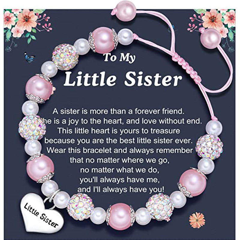 Lettering Little Sister   pink   Sister card