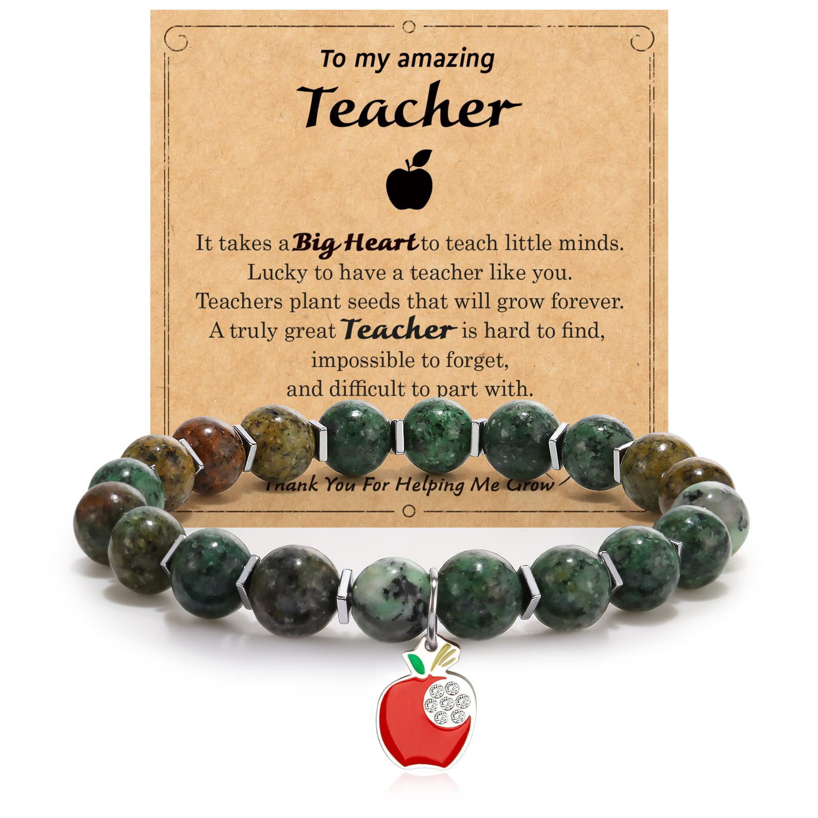 African turquoise Red Apple Pendant Teacher Card