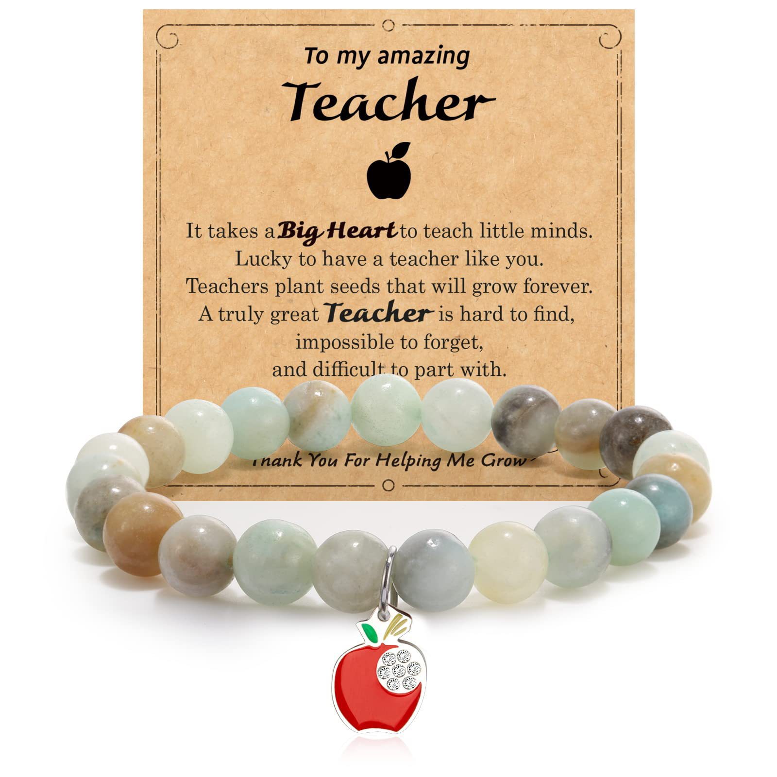 Amazon Stone Red Apple Pendant Teacher Card