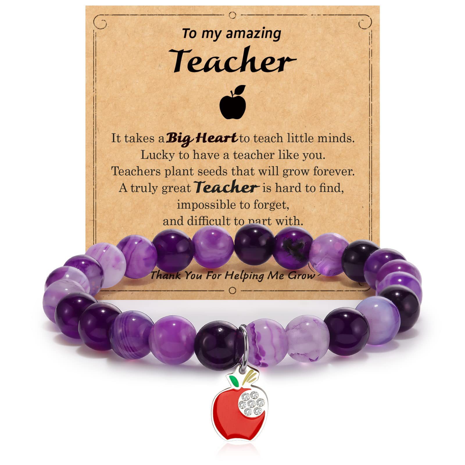 Amethyst Red Apple Pendant Teacher Card