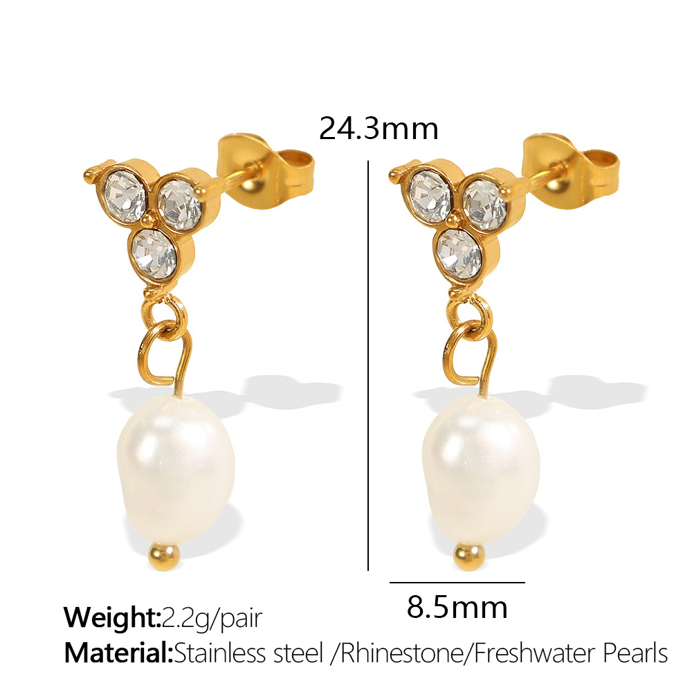 Eh863weg freshwater pearl gold earrings