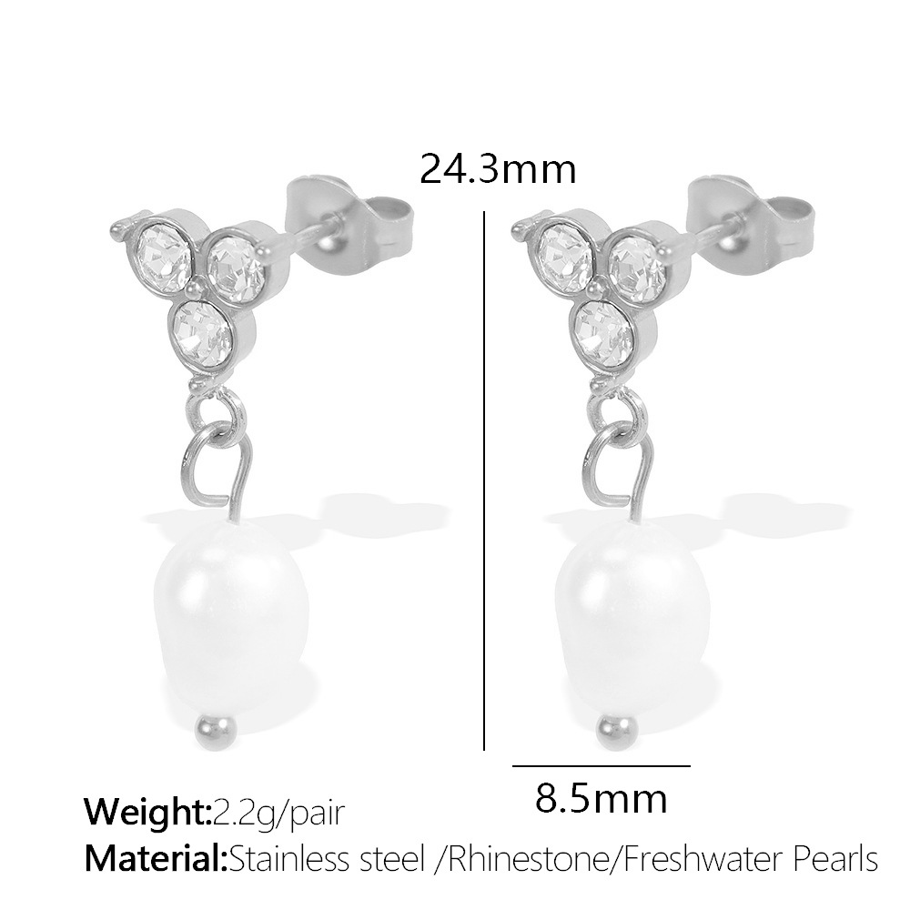 Eh863wes freshwater pearl silver earrings