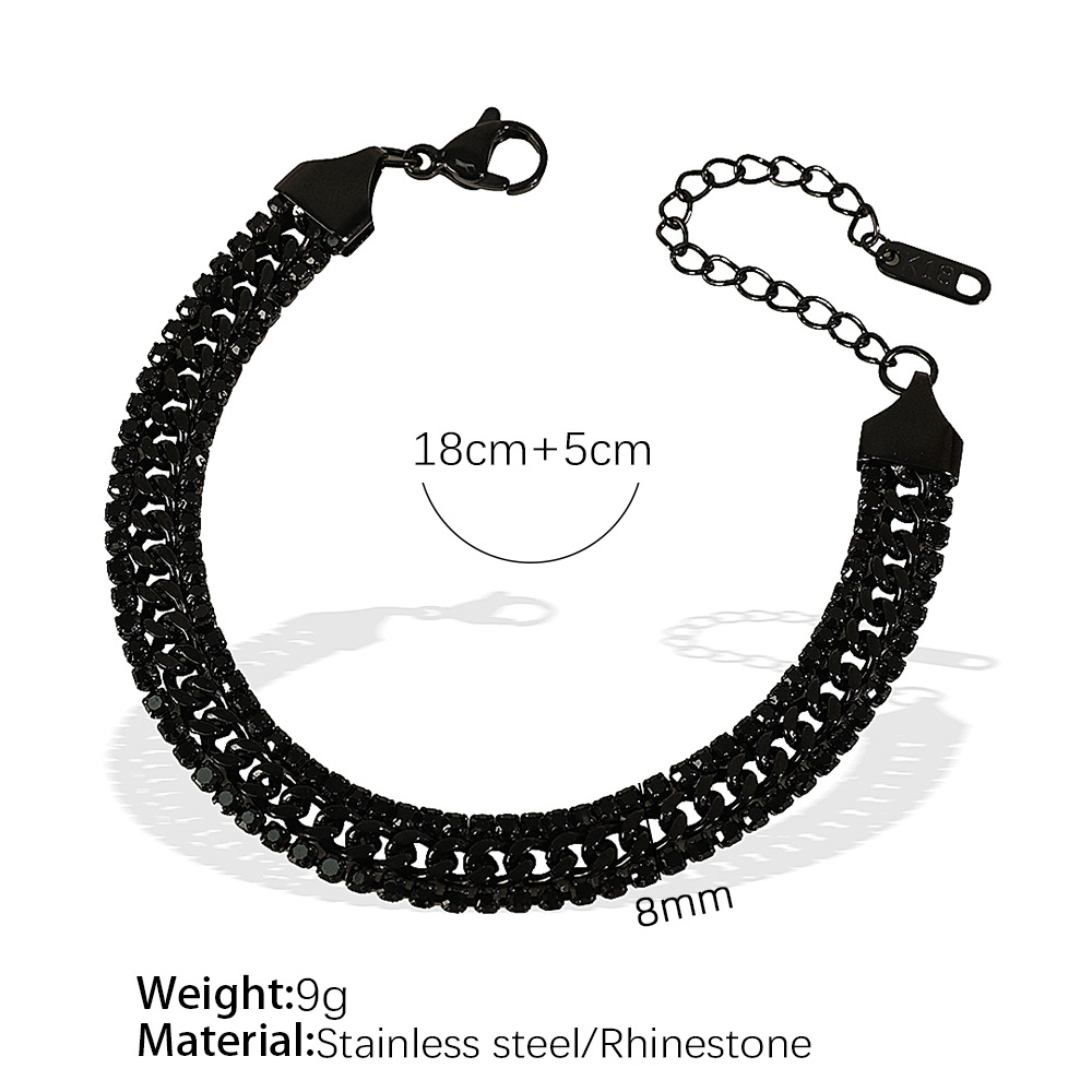 Sl123bkb black diamond black bracelet