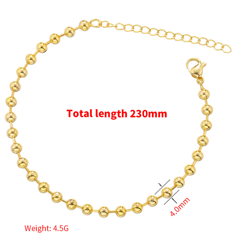 VL370 gold 4mm round bead bamboo bracelet