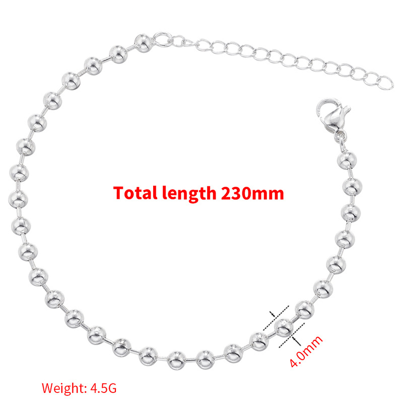 VL370 White Gold 4mm round beads bamboo bracelet