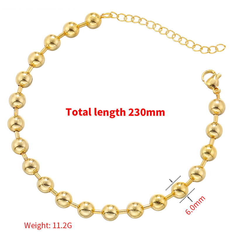 VL371 gold 6mm round bead bamboo bracelet